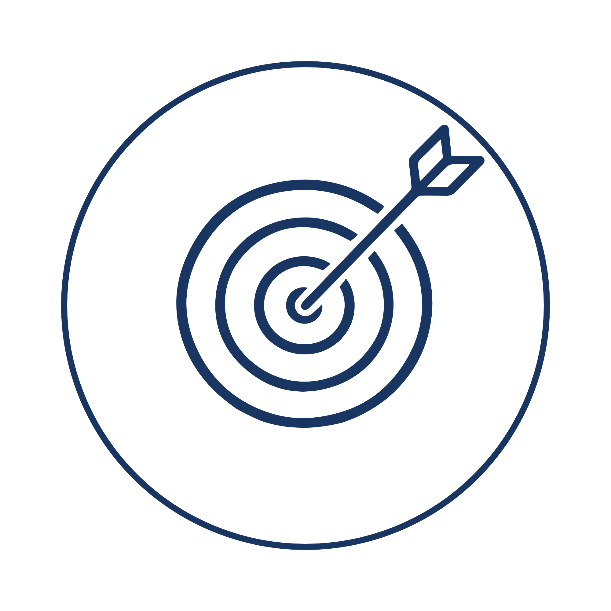 Image shows an icon in a circle of a target with an arrow in the centre of it