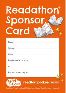 Image shows an orange readathon sponsor card