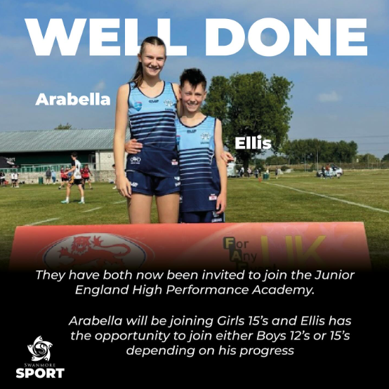 Image shows Arabella and Ellis in the summer on an athletics field