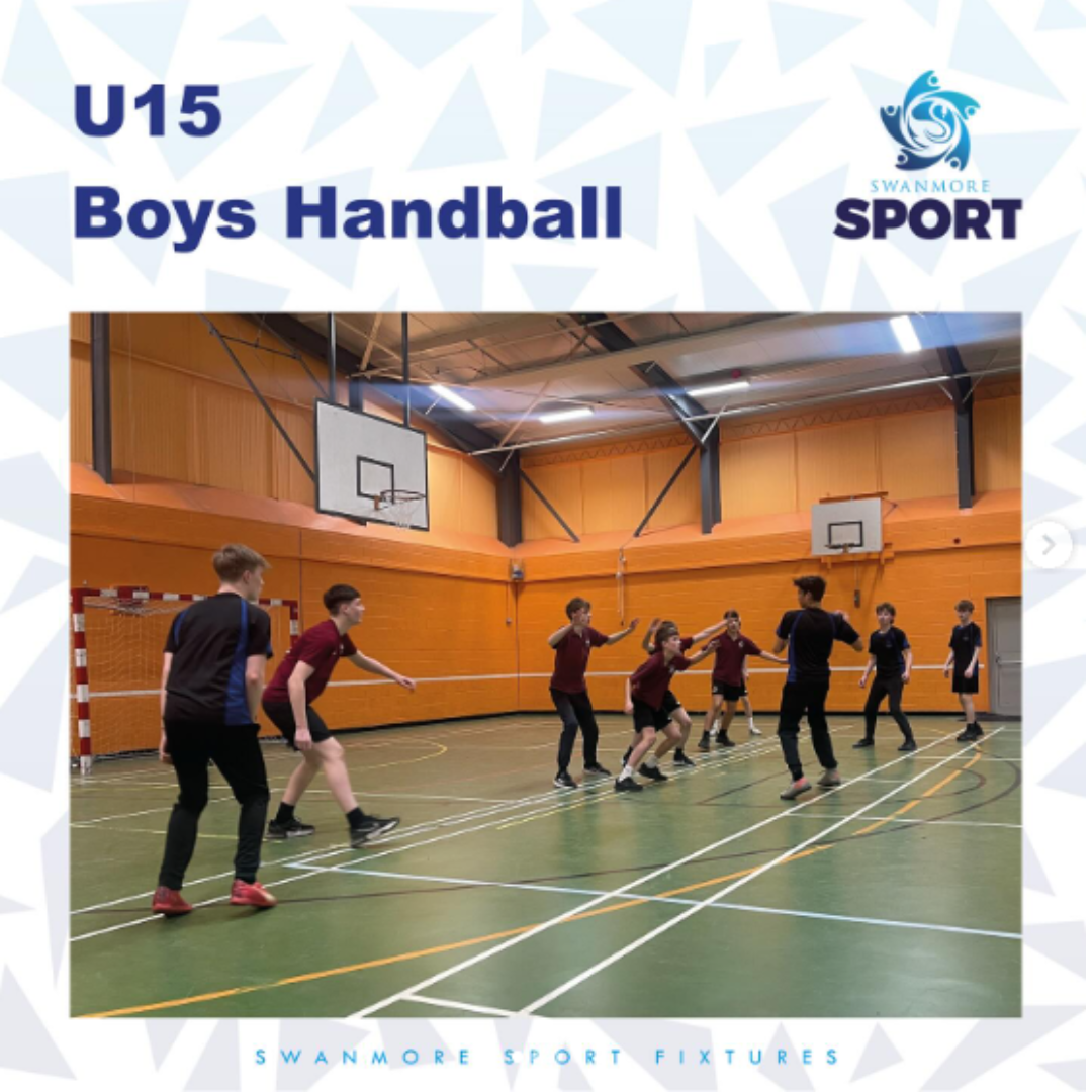 Image shows the Y10 boys handball team playing at Petersfield School in the Hampshire Cup.