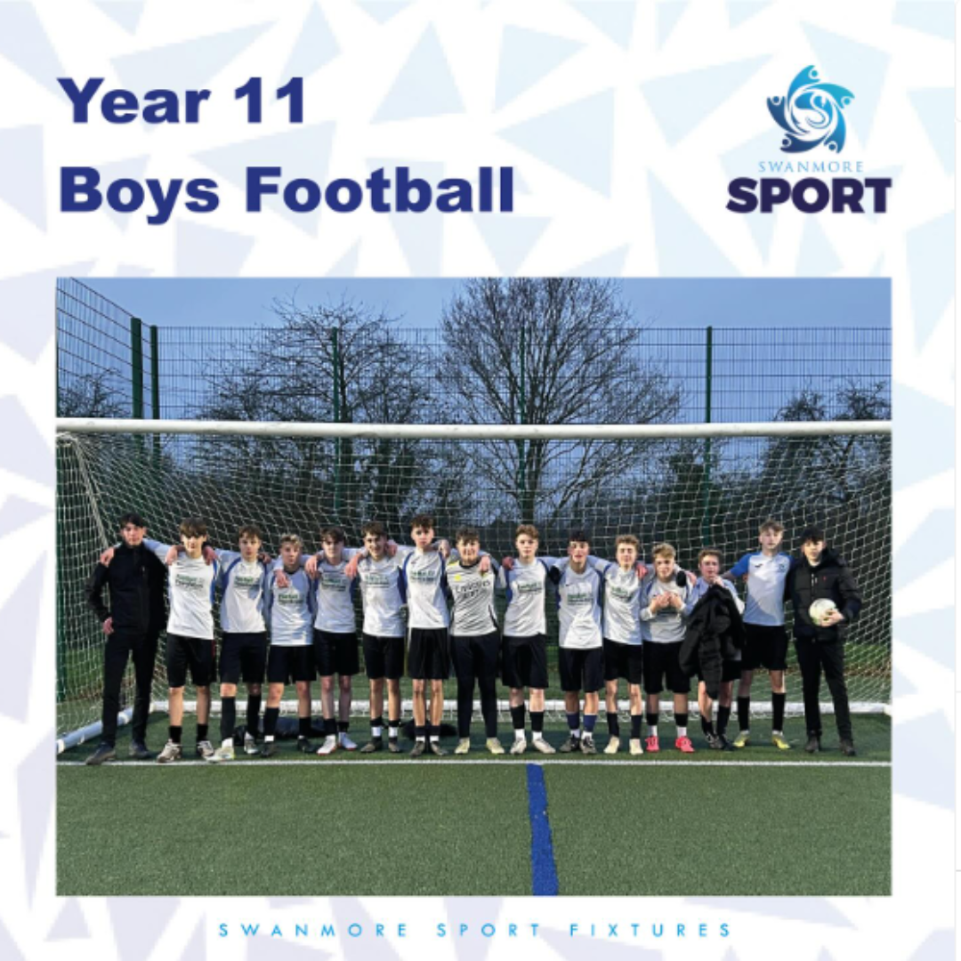 Image shows members of the Y11 boys football team standing in the goal