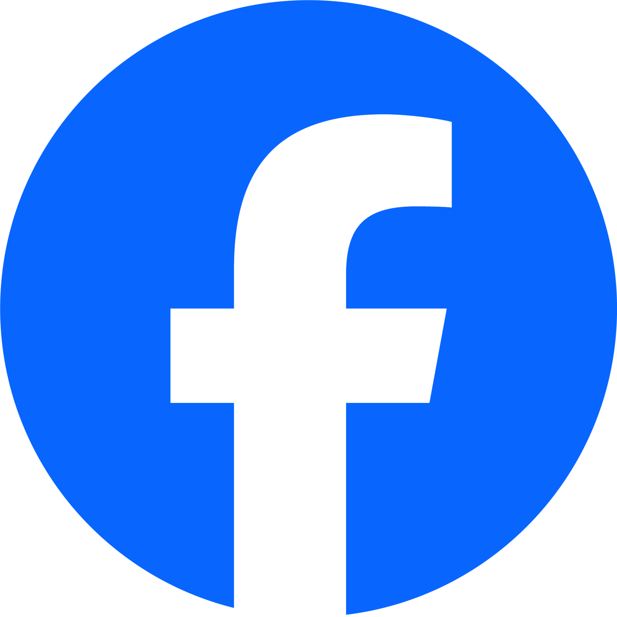 Facebook logo of lowercase f in a solid blue circle