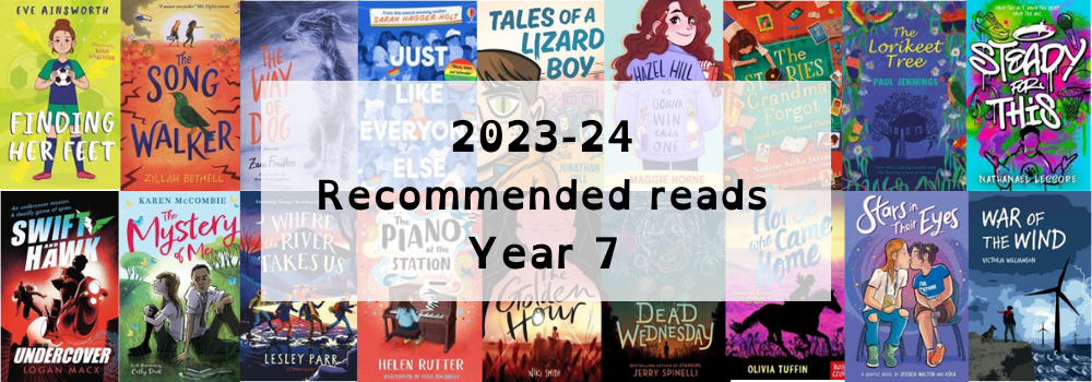 Image shows books that are recommended for Year 7 pupils